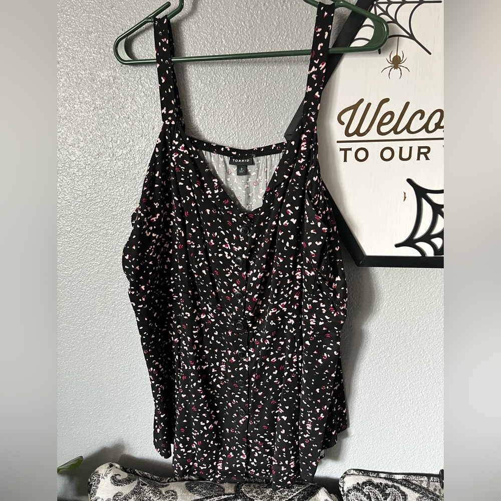 Torrid Black Tank Top with Pink Accents